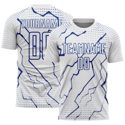 White Royal Jersey Sublimation Uniform Lightning Custom Sports Soccer
