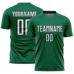 Jersey Shape Sublimation Uniform Green Geometric Soccer Kelly White-Black Custom Sports